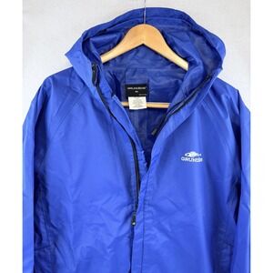 Grundens Rain Jacket Mens XL Blue Waterproof Hooded Outdoor Coat Weathergear